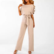 Elegante jumpsuit dames – chique wide leg jumpsuit met lace-up taille