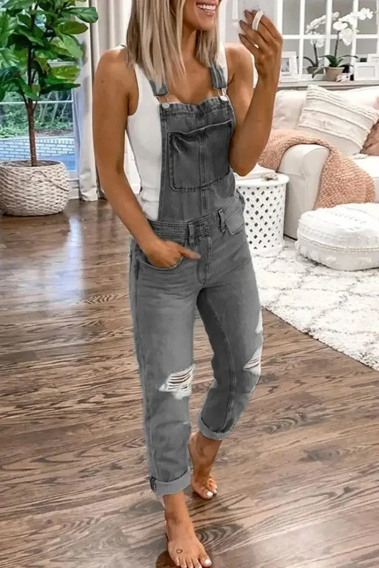 Bianca Dames Denim Jumpsuit – Mouwloos, Casual & Stijlvol