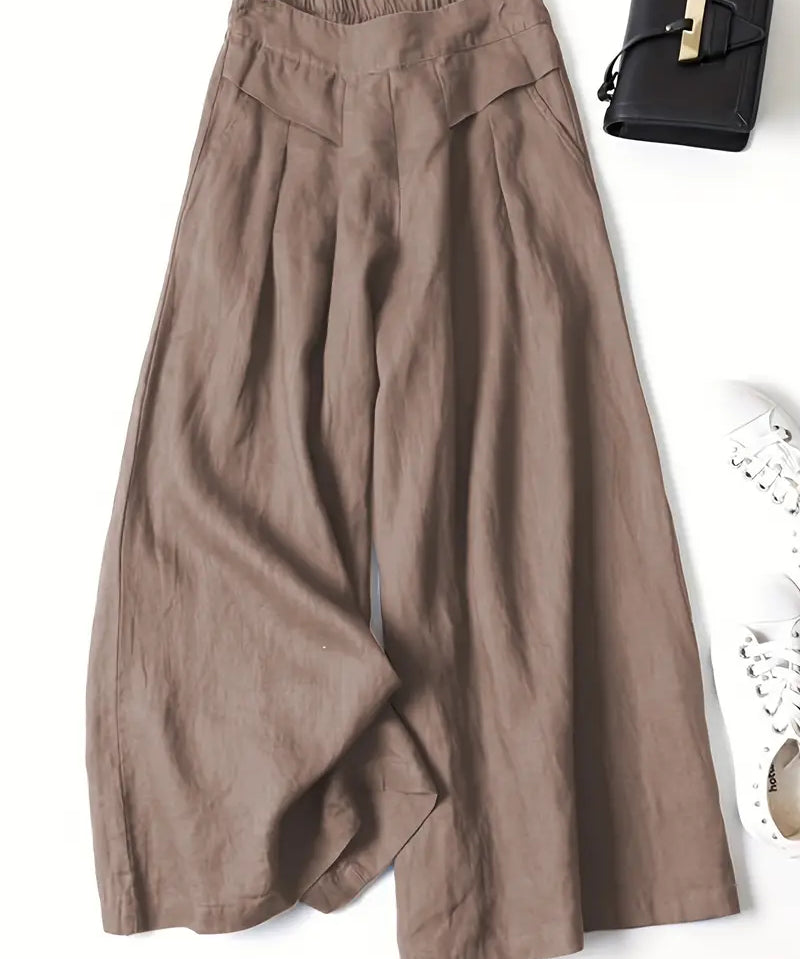 Linnen Palazzo-Broek – Hoge Taille, Wijde Pijpen en Luchtige en stijlvolle Pasvorm