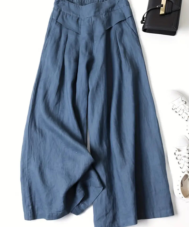 Linnen Palazzo-Broek – Hoge Taille, Wijde Pijpen en Luchtige en stijlvolle Pasvorm