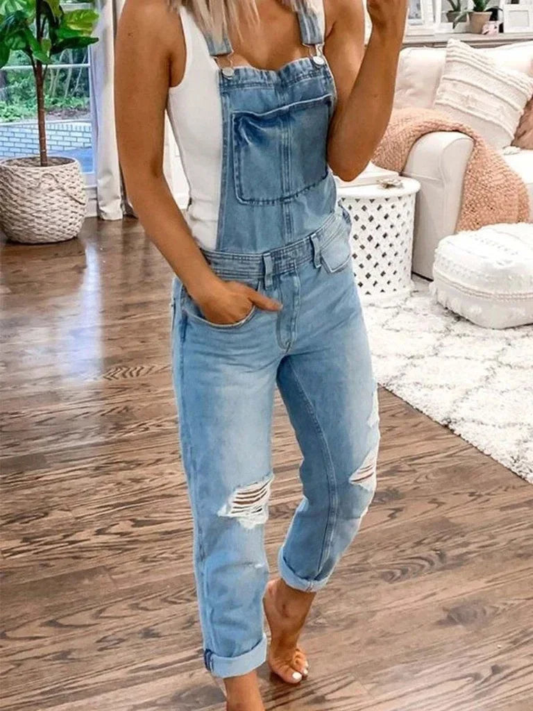 Bianca Dames Denim Jumpsuit – Mouwloos, Casual & Stijlvol