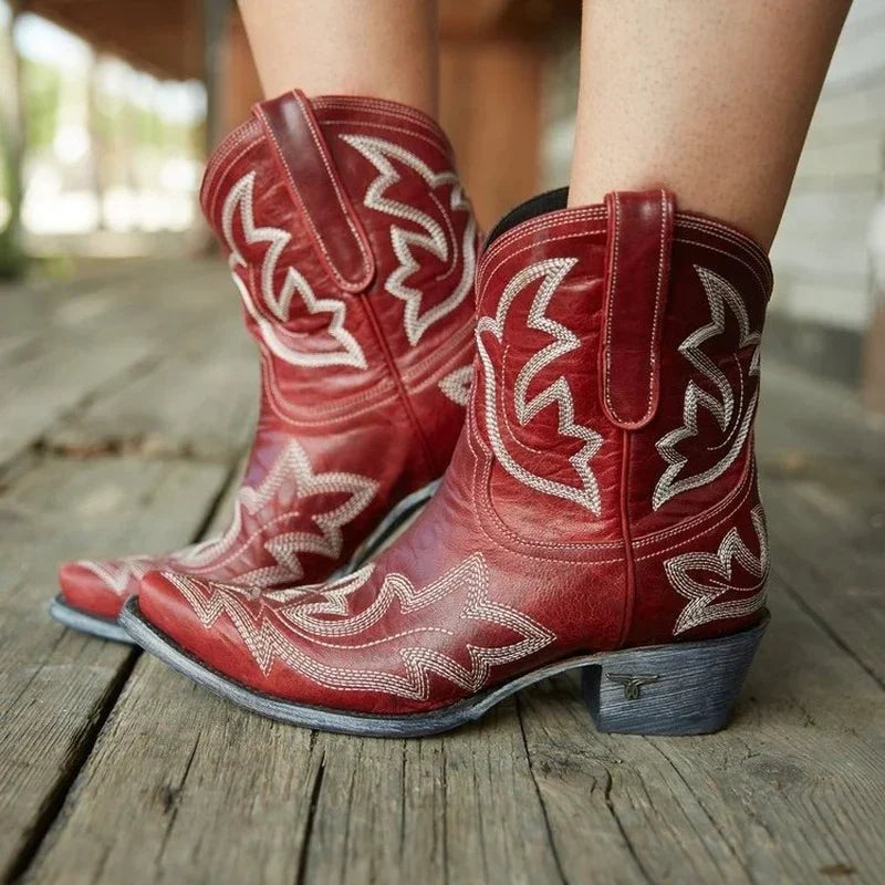ALEXA dames cowboylaarzen – leren western boots met borduursel