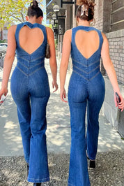 Amalia dames jumpsuit | Denim jumpsuit met open rug | Elegante zomer one-piece