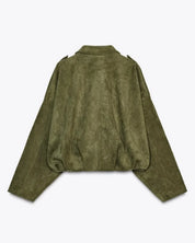 Dames suède jas – oversized leren jas met zachte voering en moderne city-look