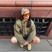 Dames suède jas – oversized leren jas met zachte voering en moderne city-look