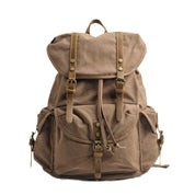Vintage canvas rugzak – praktische heren & dames backpack met riemdetails