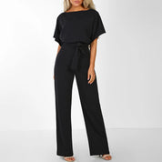 Elegante jumpsuit dames – chique wide leg jumpsuit met lace-up taille