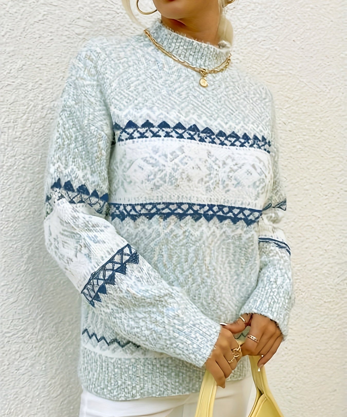 MALIE dames trui – warme Scandinavische wintertrui met stijlvol patroon