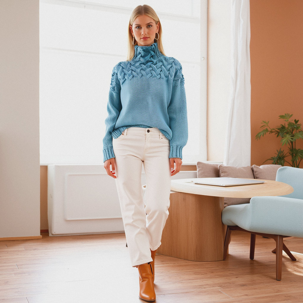 Mira Luchtige Gebreide Trui met Col – Stijlvolle Damestrui