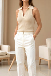 Mouwloze Top Dames – Elegante Polo Top met Kraag | Bella