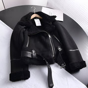 Bikerjas Dames met Imitatiebont | Oversized Suède Look & Taille-riem