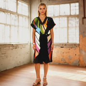 Roos Zomerjurk – Lichte Midi-Jurk met Bladmotief