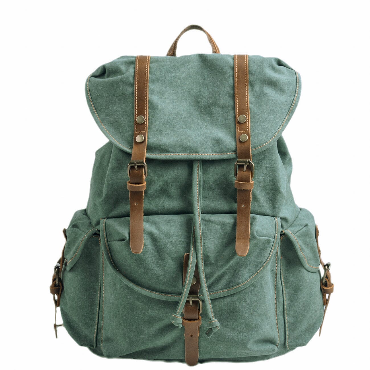 Vintage canvas rugzak – praktische heren & dames backpack met riemdetails