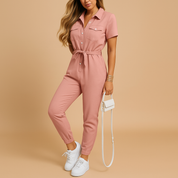 Elvira dames jumpsuit | Getailleerde one-piece met knoopsluiting | Elegante pasvorm
