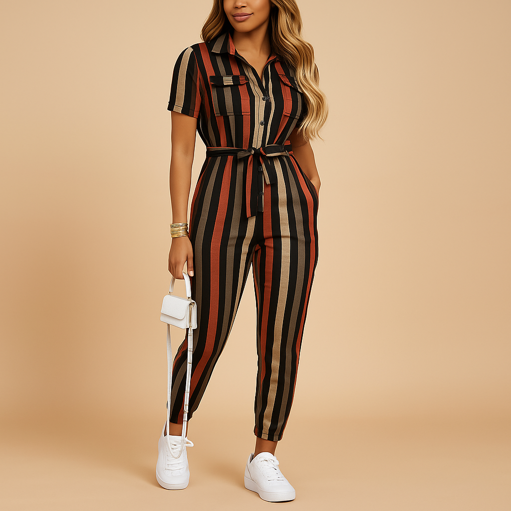 Elvira dames jumpsuit | Getailleerde one-piece met knoopsluiting | Elegante pasvorm
