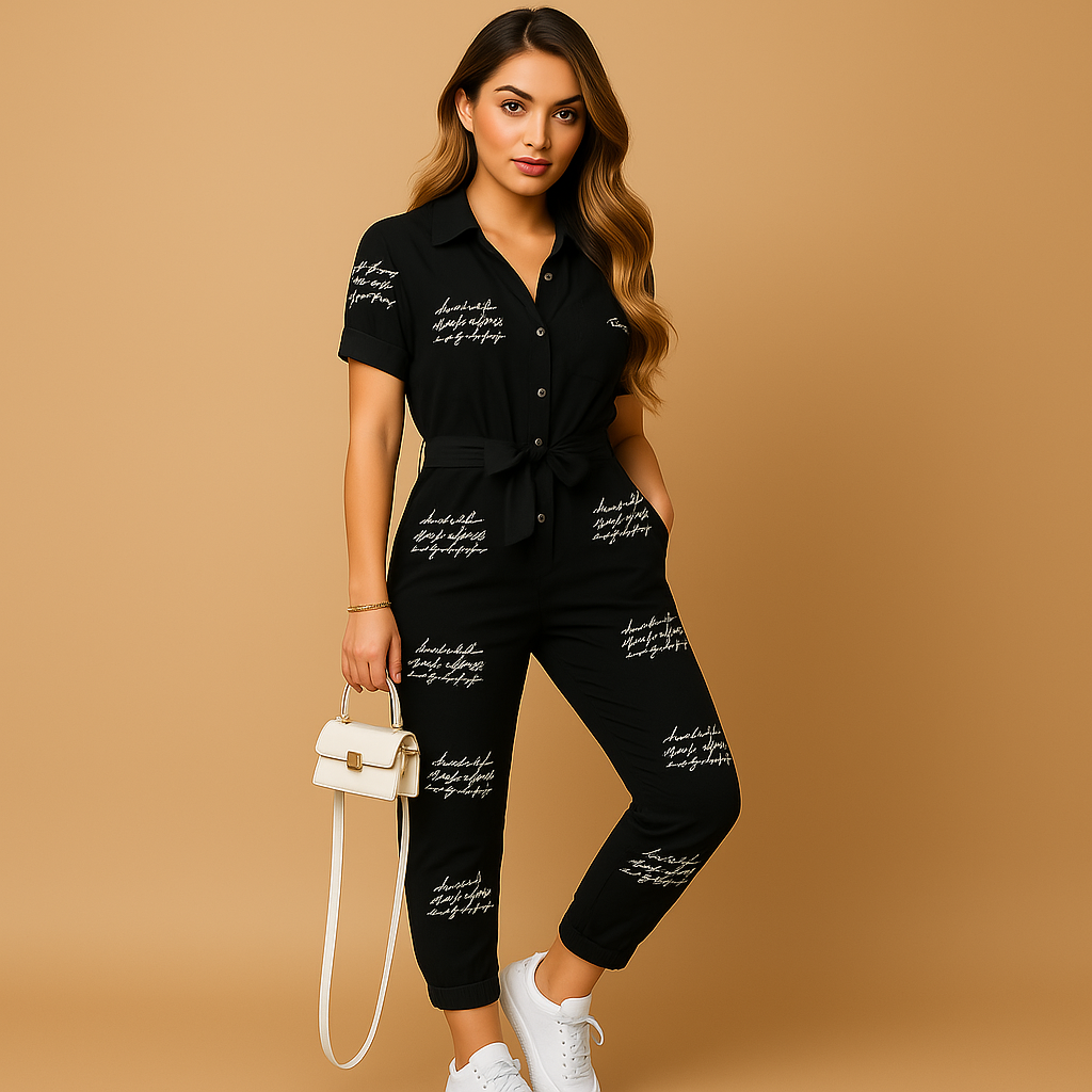 Elvira dames jumpsuit | Getailleerde one-piece met knoopsluiting | Elegante pasvorm