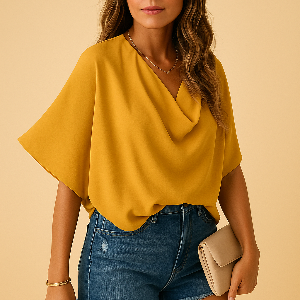 Loïs dames blouse | Luchtige chiffon blouse met vleermuismouwen | Elegante V-hals