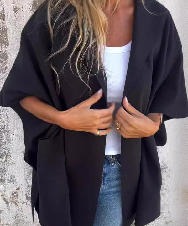 Oversized Cape Jas Dames – Losvallende Jas met Lichtgewicht Stof en Praktische Zakken