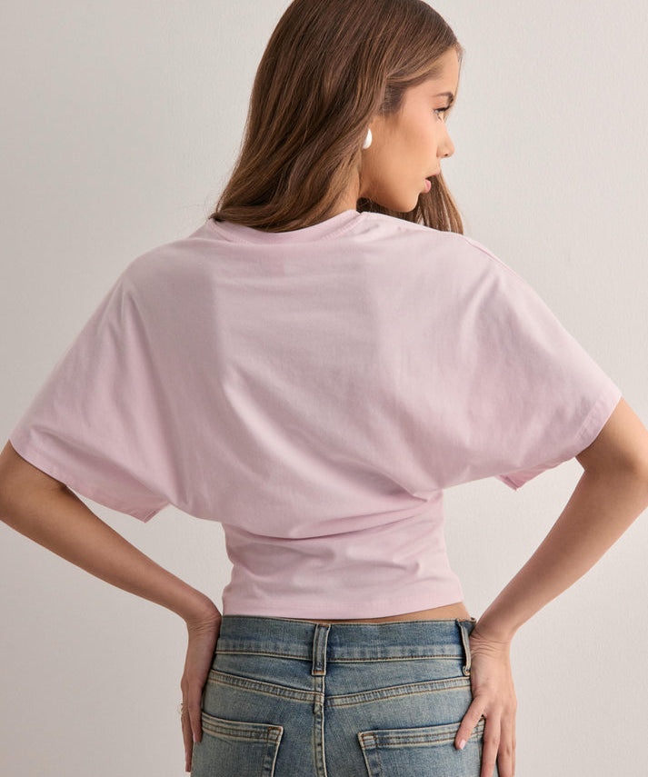 DAHLIA dames top – trendy wide sleeve T-shirt in katoenmix