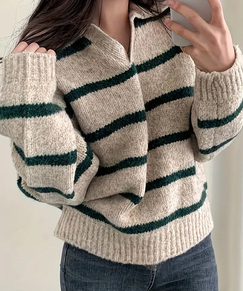 Sofie Gebreide Damestrui – Losvallende V-Hals Trui met Zachte Pasvorm