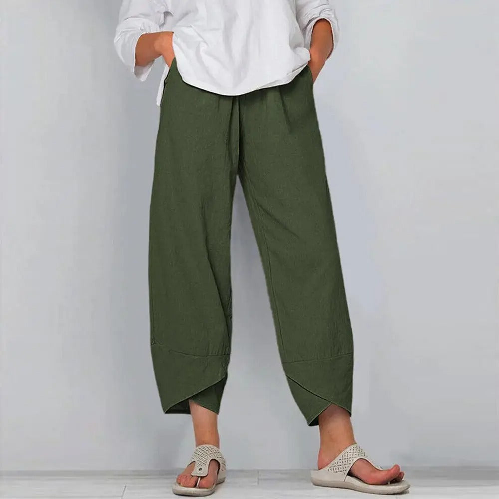 Allure zomerbroek dames | Luchtige linnen look broek | Comfortabele losse pasvorm