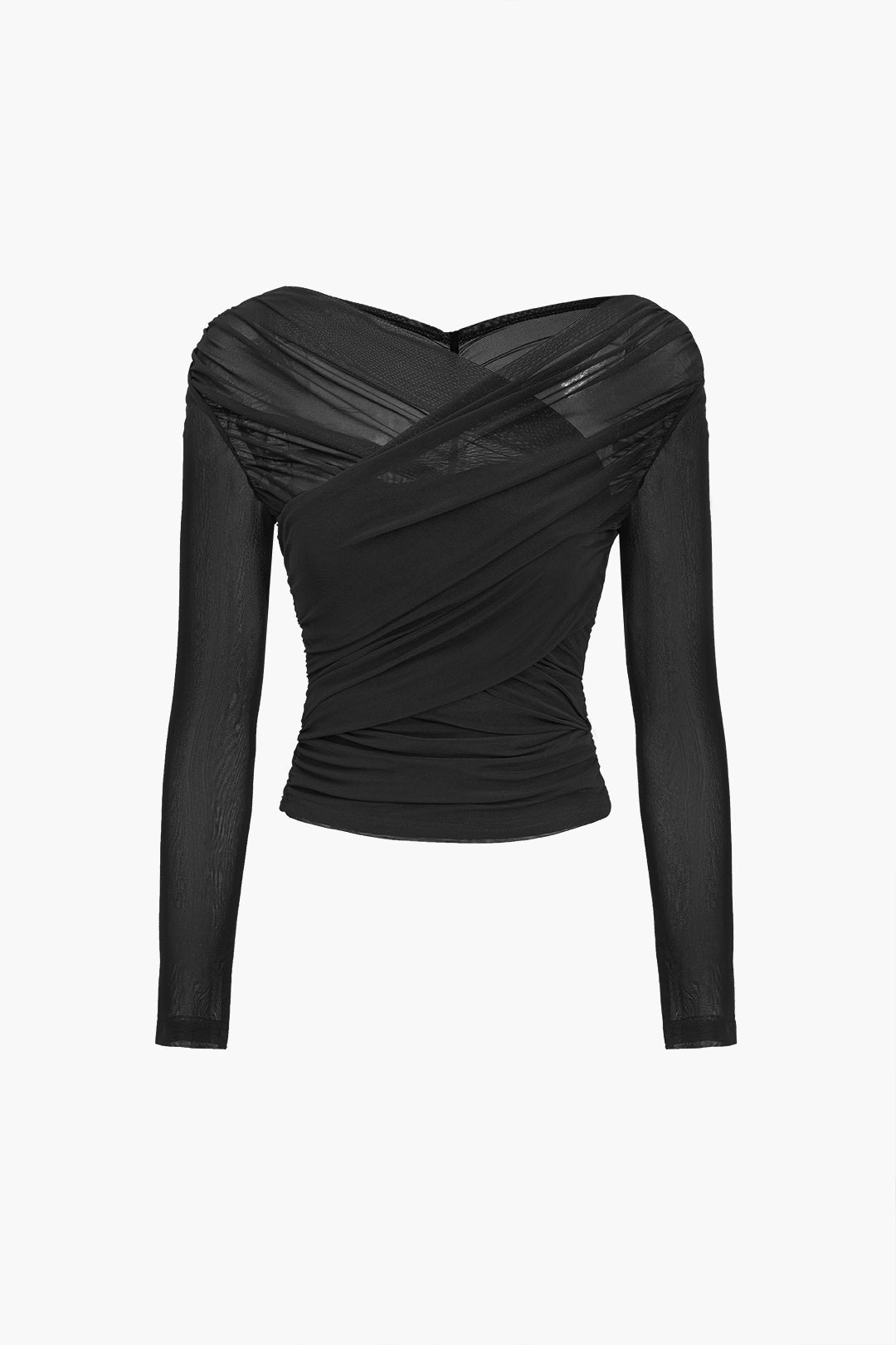 Doorzichtige mesh top dames – elegante sheer top met lange mouwen