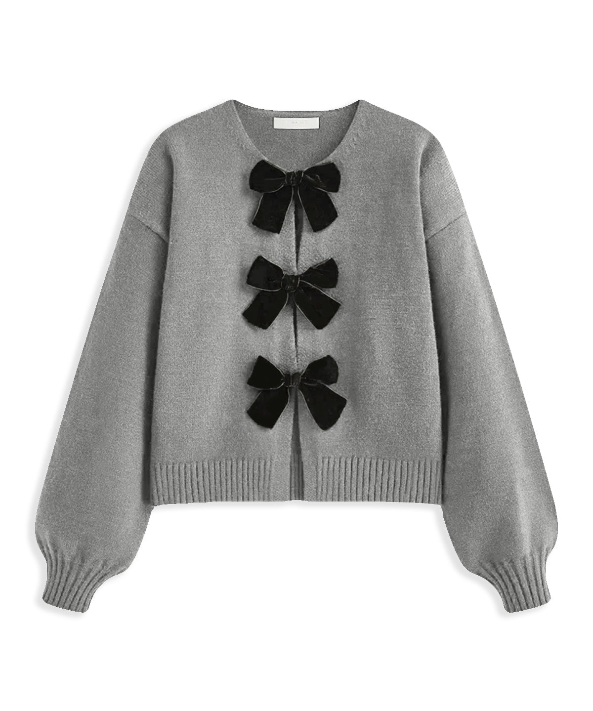 LUCILLE dames gebreide herfsttrui met velvet strik & lantern mouwen