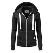 Getailleerde dames hoodie – zip-up trui met rits en kangoeroezak