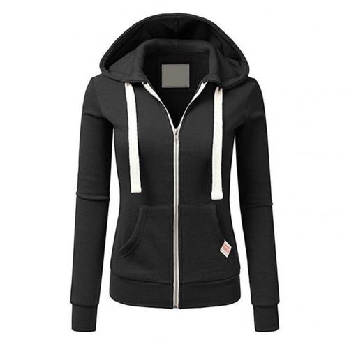 Getailleerde dames hoodie – zip-up trui met rits en kangoeroezak