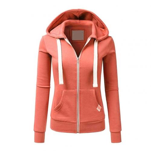 Getailleerde dames hoodie – zip-up trui met rits en kangoeroezak
