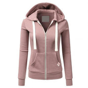Getailleerde dames hoodie – zip-up trui met rits en kangoeroezak