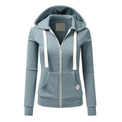 Getailleerde dames hoodie – zip-up trui met rits en kangoeroezak