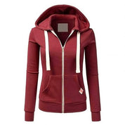 Getailleerde dames hoodie – zip-up trui met rits en kangoeroezak