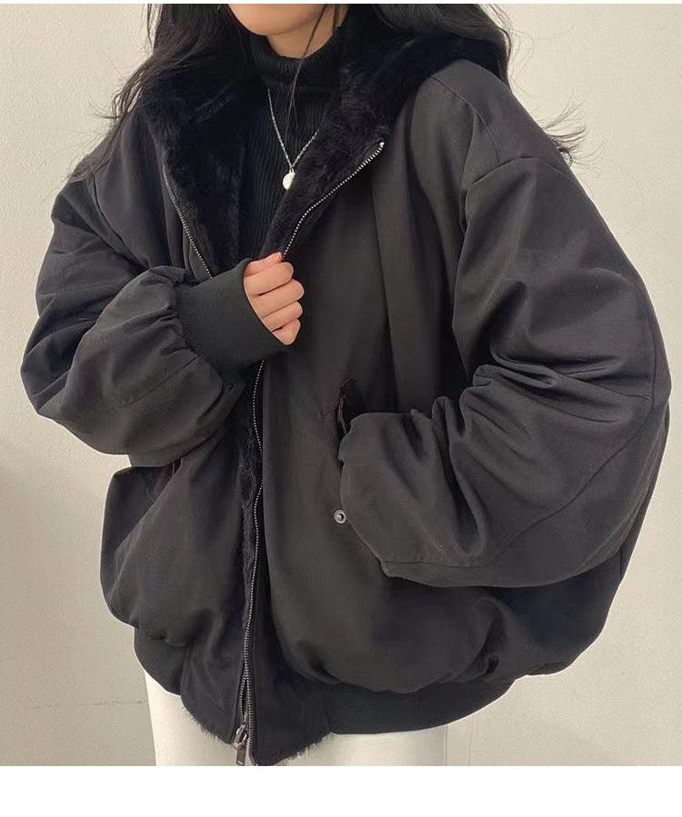 Baily Dubbelzijdige Jas voor Dames – Oversized Streetwear Jas met Capuchon & Bont