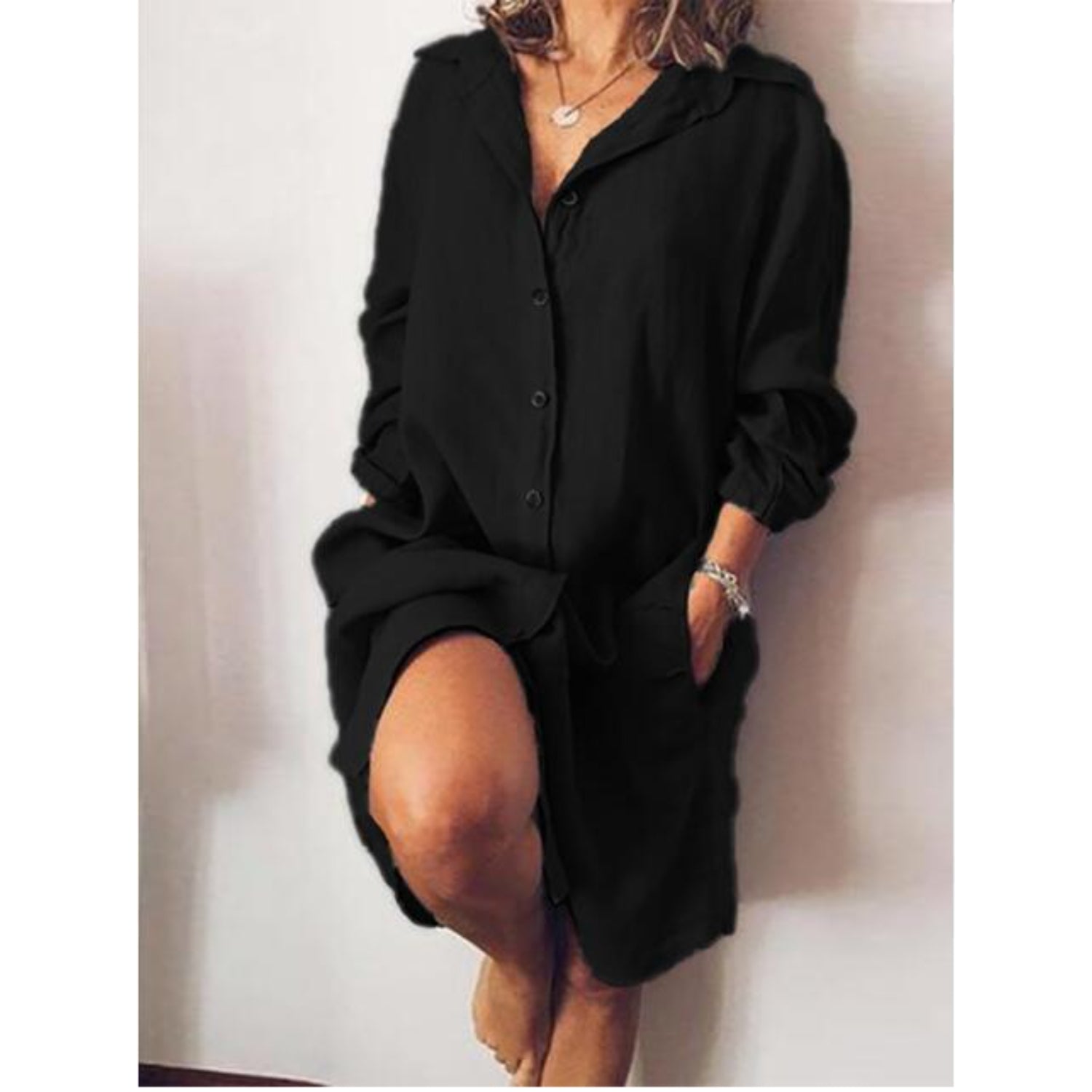 Marlene | Dames Lange Linnen Blouse | Elegante Lange Snit