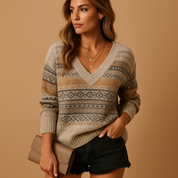 Eveline Gebreide Trui – Elegante V-Hals Damestrui met Luxe Pasvorm
