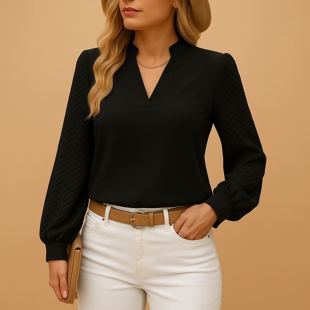 Elegante dames top met V-hals – stijlvolle blouse voor werk of casual look