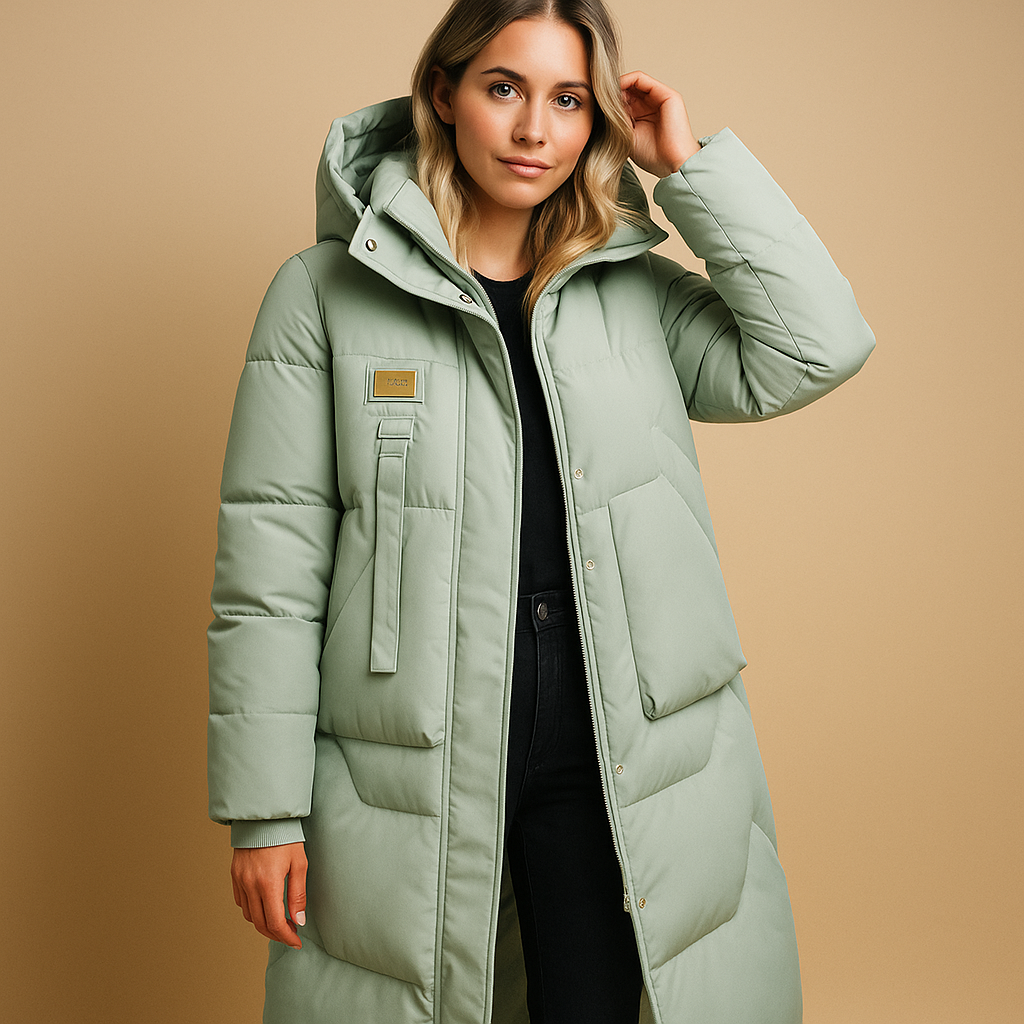 Lianne Elegante Winterjas Dames – Lange Warme Jas met Zakken & Getailleerde Pasvorm