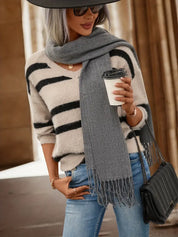 Marla Gestreepte Herfsttrui Dames – Zachte Gebreide Trui met Relaxte Pasvorm