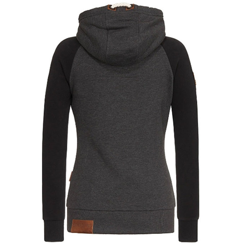 Sportieve dames hoodie – warme hoodie met ritssluiting & fleecevoering