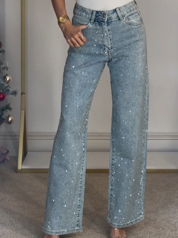 Sabine | Glitterende Damesjeans – Elegant, Comfortabel & Trendy