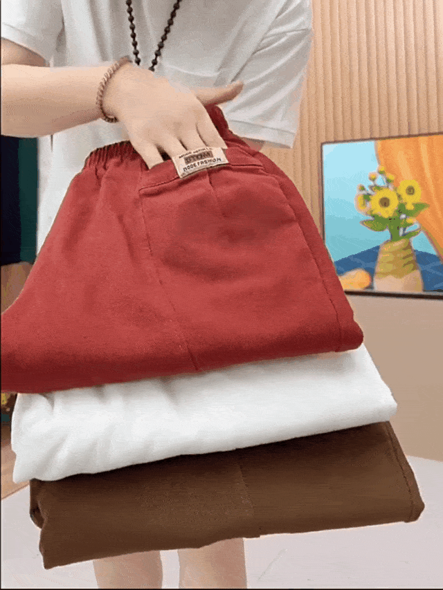 Oriana Katoenen Broek Dames – Comfortabele Hoge Taille Broek met Flexibele Pasvorm