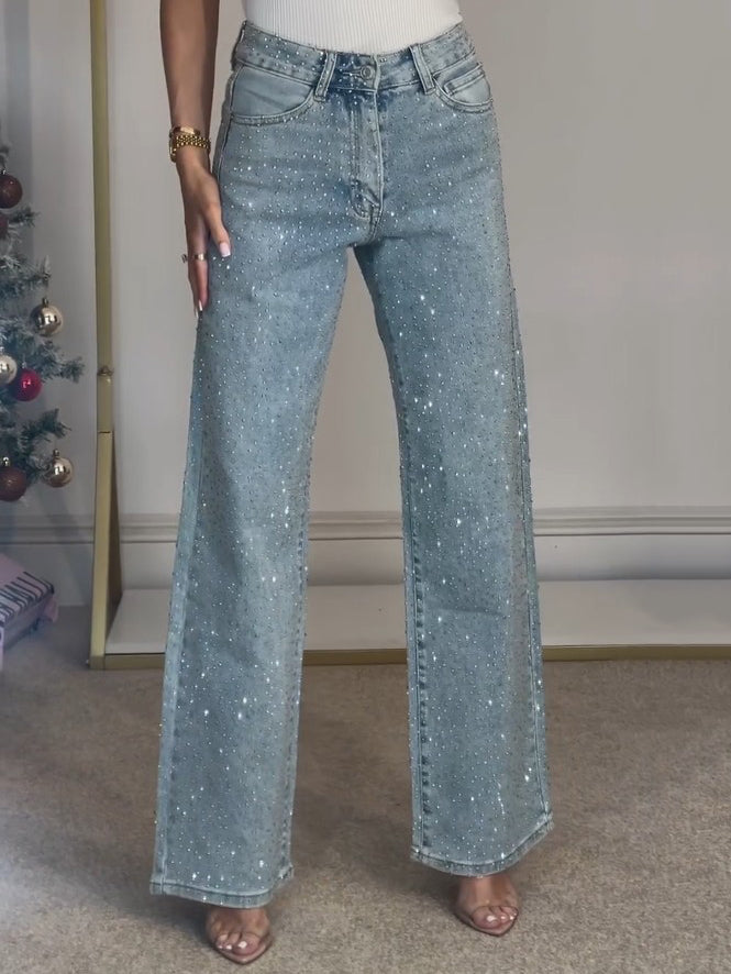 Sabine | Glitterende Damesjeans – Elegant, Comfortabel & Trendy