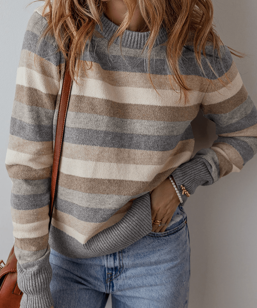 JOSIE dames gebreide trui – kleurrijke strepen & comfortabele fit