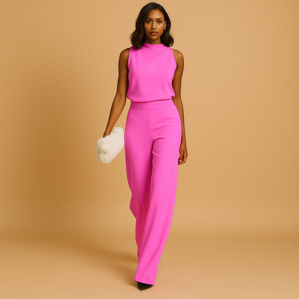 Isabelle dames jumpsuit | Chique mouwloze jumpsuit met wijde pijpen | Elegante pasvorm