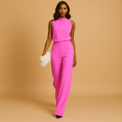 Isabelle dames jumpsuit | Chique mouwloze jumpsuit met wijde pijpen | Elegante pasvorm