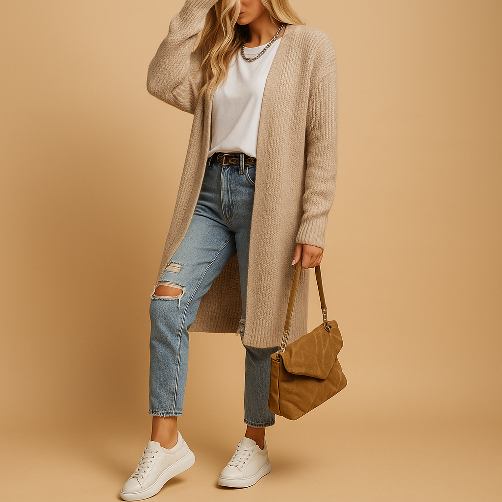 Evelien | Klassiek Gebreid Damesvest met Open Voorkant – Zacht, Warm & Veelzijdig