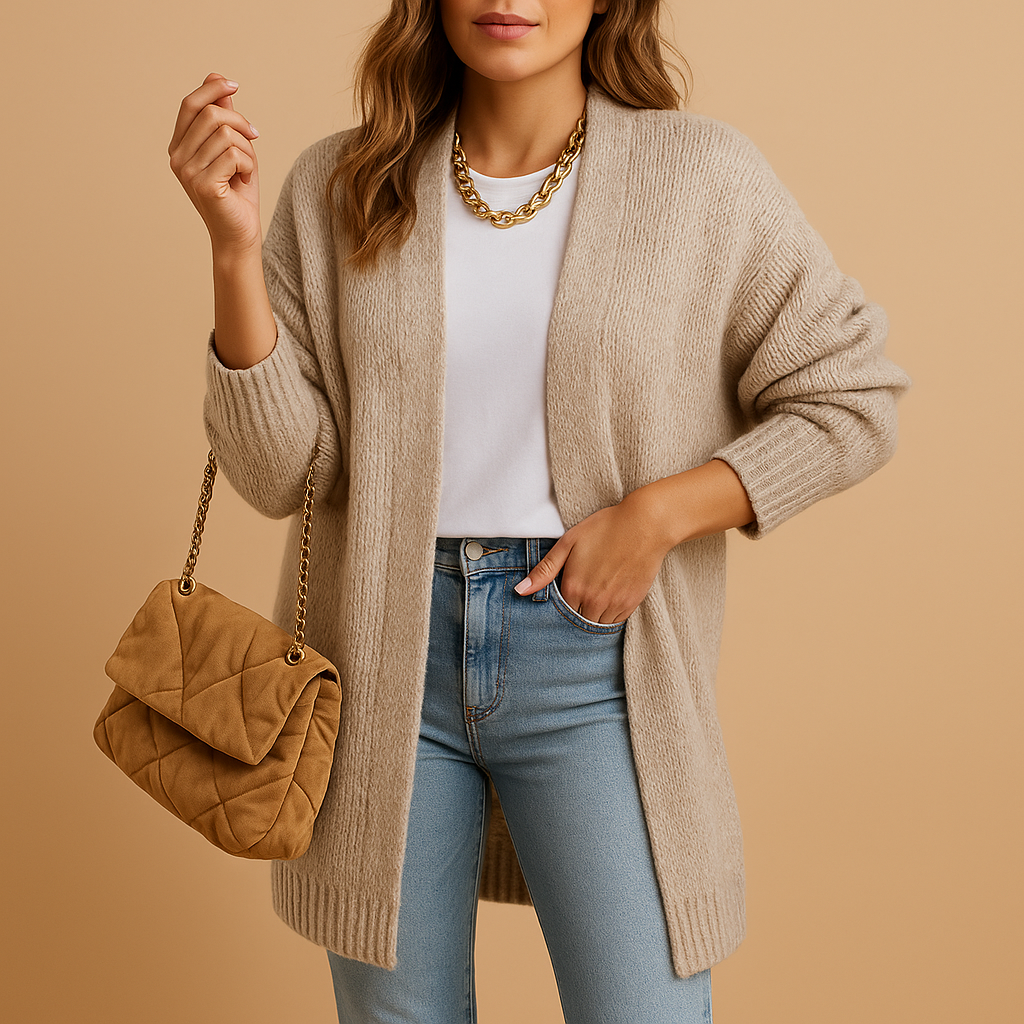 Evelien | Klassiek Gebreid Damesvest met Open Voorkant – Zacht, Warm & Veelzijdig