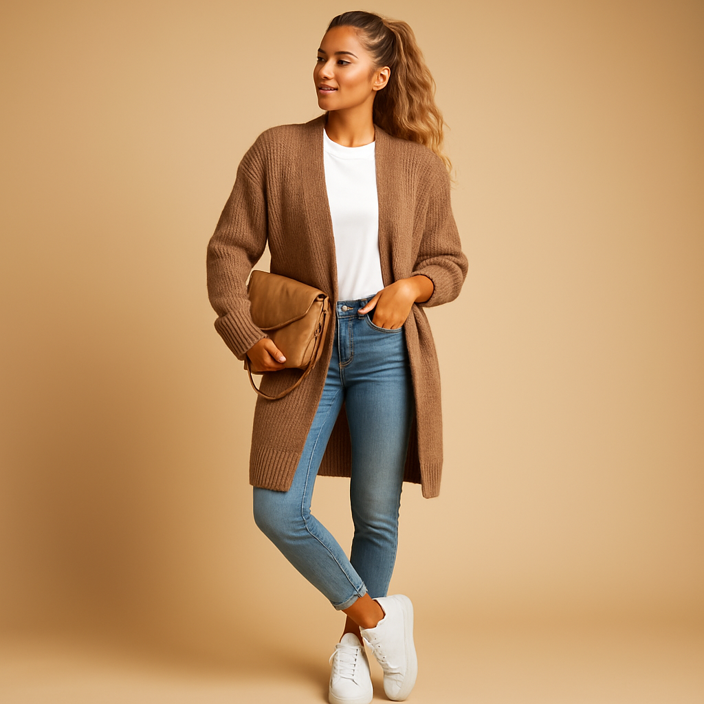 Evelien | Klassiek Gebreid Damesvest met Open Voorkant – Zacht, Warm & Veelzijdig