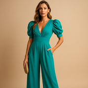 Isabelle dames jumpsuit – lange elegante jumpsuit met getailleerde pasvorm